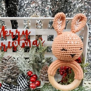 Wood and crochet rattle